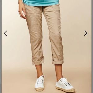 Motherhood Maternity SECRET FIT BELLY ROLL HEM CONVERTIBLE MATERNITY PANTS-khaki